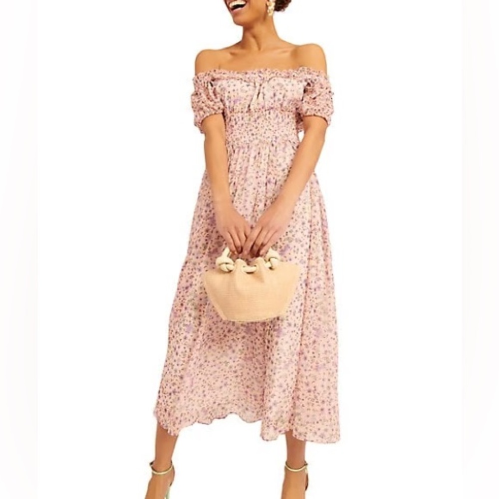 Rachel Parcell Floral Pink Off-Shoulder Dress